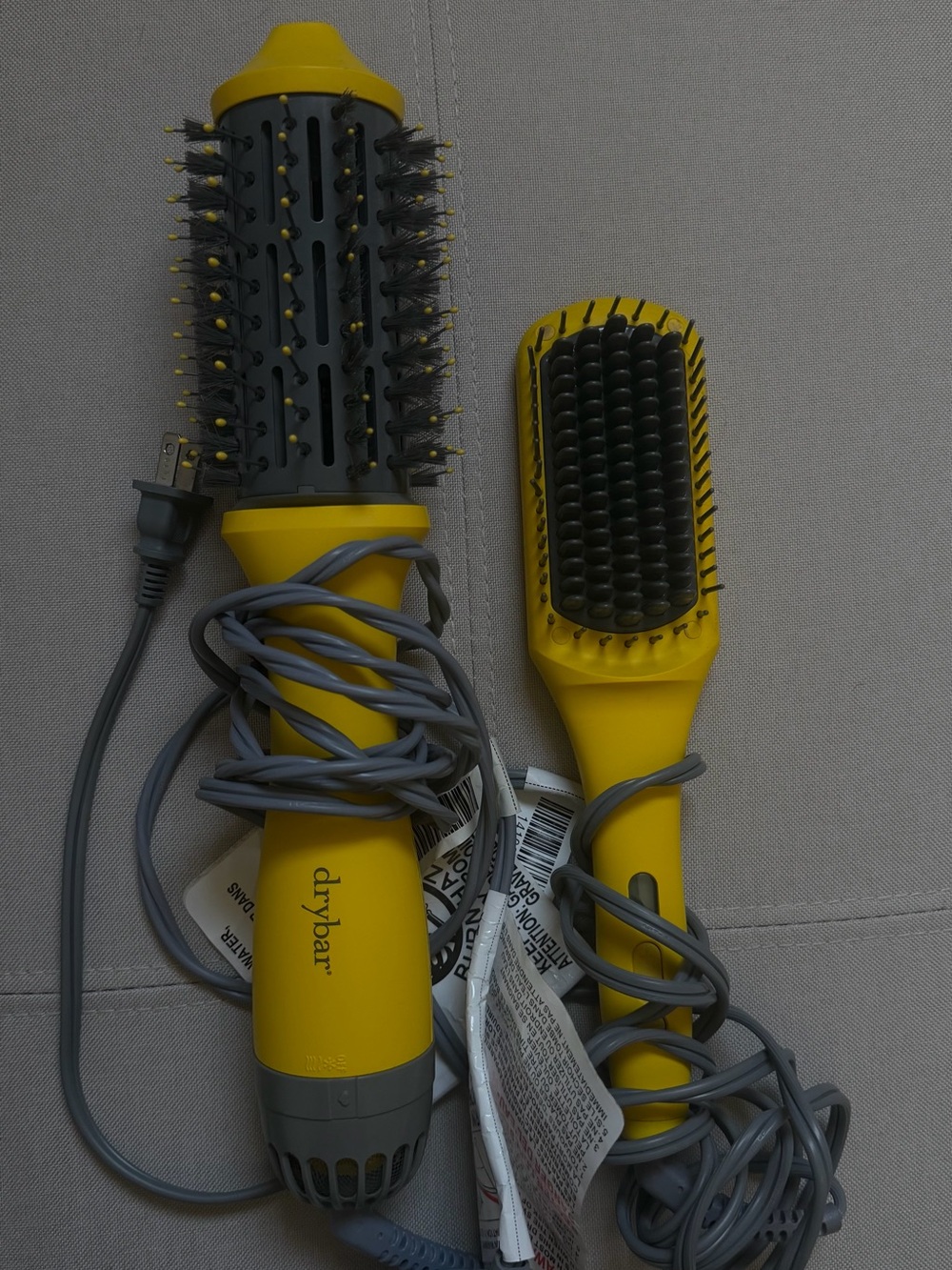Drybar Yellow Heated Round Brush and Paddle Brush Set